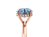 Rose gold Fancy Blue Round Cut Solitaire Diamond Ring with Prong Setting and Plain Band_5