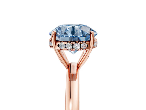 Rose gold Fancy Blue Round Cut Solitaire Diamond Ring with Prong Setting and Plain Band_5