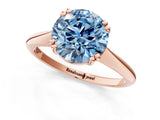 Rose gold Fancy Blue Round Cut Solitaire Diamond Ring with Six-Prong Setting and Classic Band_13