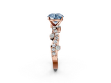 Rose gold Fancy Blue Round  Cut Solitaire Diamond Twisted Band with Pave Setting_30