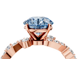 Rose gold Fancy Blue Round  Cut Solitaire Diamond Twisted Band with Pave Setting_32
