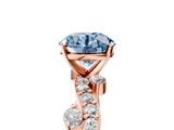 Rose gold Fancy Blue Round  Cut Solitaire Diamond Twisted Band with Pave Setting_33