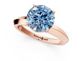 Rose gold Fancy Blue Round  Cut Solitaire Engagement Ring with Flat Band and Four-Prong Setting 1