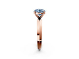 Rose gold Fancy Blue Round  Cut Solitaire Engagement Ring with Flat Band and Four-Prong Setting 2