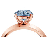 Rose gold Fancy Blue Round  Cut Solitaire Engagement Ring with Flat Band and Four-Prong Setting 4