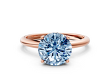 Rose gold Fancy Blue Round  Cut Solitaire Engagement Ring with Four-Prong Setting and Classic Band_20