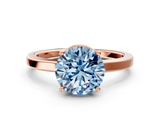 Rose gold Fancy Blue Round  Cut Solitaire Engagement Ring with Four-Prong Setting on a Classic Band_36