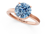 Rose gold Fancy Blue Round  Cut Solitaire Engagement Ring with Four-Prong Setting on a Classic Band_37