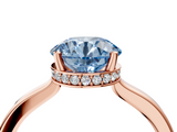 Rose gold Fancy Blue Round  Cut Solitaire Engagement Ring with Four-Prong Setting on a Classic Band_40