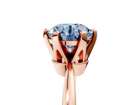 Rose gold Fancy Blue Round Cut Solitaire Engagement Ring with Six-Prong Setting and Tapered Band_5