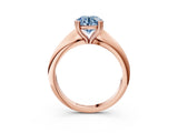Rose gold Fancy Blue Round  Cut Solitaire Engagement Ring with Tapered Band and Four-Prong Setting 3