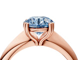Rose gold Fancy Blue Round  Cut Solitaire Engagement Ring with Tapered Band and Four-Prong Setting 4