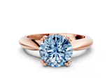 Rose gold Fancy Blue Round  Cut Solitaire Engagement Ring with Tapered Band and Four-Prong Setting
