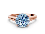 Rose gold Fancy Blue Round Cut Solitaire Engagement Ring with Tapered Band and Four-Prong Setting_3