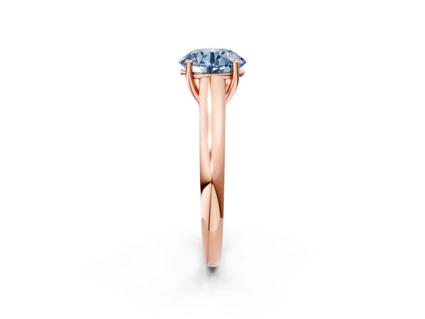 Rose gold Fancy Blue Round Cut Solitaire Engagement Ring with Tapered Band and Four-Prong Setting_5