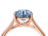 Rose gold Fancy Blue Round Cut Solitaire Engagement Ring with Tapered Band and Four-Prong Setting_7