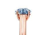 Rose gold Fancy Blue Round Cut Solitaire Engagement Ring with Tapered Band and Four-Prong Setting_8