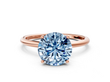 Rose gold Fancy Blue Round  Cut Solitaire Engagement Ring with Thin Band and Four-Prong Setting_3