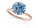 Rose gold Fancy Blue Round  Cut Solitaire Engagement Ring with Thin Band and Four-Prong Setting_4