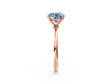 Rose gold Fancy Blue Round  Cut Solitaire Engagement Ring with Thin Band and Four-Prong Setting_5