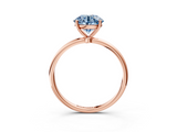Rose gold Fancy Blue Round  Cut Solitaire Engagement Ring with Thin Band and Four-Prong Setting_6