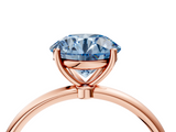 Rose gold Fancy Blue Round  Cut Solitaire Engagement Ring with Thin Band and Four-Prong Setting_7