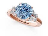 Rose gold Fancy Blue Round  Cut Solitaire Floral Diamond Ring with Four-Prong Setting_38