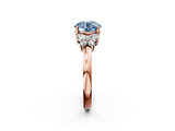 Rose gold Fancy Blue Round  Cut Solitaire Floral Diamond Ring with Four-Prong Setting_39