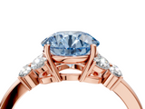 Rose gold Fancy Blue Round  Cut Solitaire Floral Diamond Ring with Four-Prong Setting_41