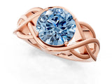 Rose gold Fancy Blue Round Cut Solitaire Intertwined Band Prong Setting Ring_1