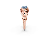 Rose gold Fancy Blue Round Cut Solitaire Intertwined Band Prong Setting Ring_2