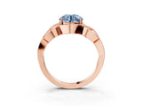 Rose gold Fancy Blue Round Cut Solitaire Intertwined Band Prong Setting Ring_3