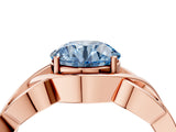 Rose gold Fancy Blue Round Cut Solitaire Intertwined Band Prong Setting Ring_4