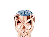 Rose gold Fancy Blue Round Cut Solitaire Intertwined Band Prong Setting Ring_5