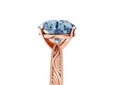 Rose gold Fancy Blue Round Cut Solitaire Milgrain Engraved Band with Four-Prong Setting_5