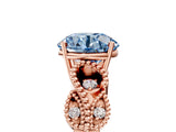 Rose gold Fancy Blue Round Cut Solitaire Milgrain Leaf Band with Prong Setting_5