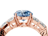 Rose gold Fancy Blue Round Cut Solitaire Princess Side Stone Engraved Band Prong Setting Ring_4