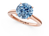 Rose gold Fancy Blue Round  Cut Solitaire Ring with Cathedral Band and Four-Prong Setting_66