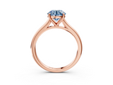 Rose gold Fancy Blue Round  Cut Solitaire Ring with Cathedral Band and Four-Prong Setting_68