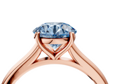 Rose gold Fancy Blue Round  Cut Solitaire Ring with Cathedral Band and Four-Prong Setting_69