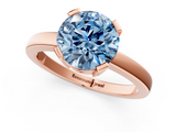Rose gold Fancy Blue Round  Cut Solitaire Ring with Four-Prong Setting and Classic Band_29