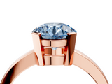 Rose gold Fancy Blue Round  Cut Solitaire Ring with Four-Prong Setting and Classic Band_32