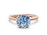 Rose gold Fancy Blue Round  Cut Solitaire Ring with Thin Band and Four-Prong Setting_16