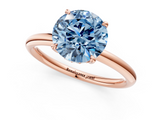 Rose gold Fancy Blue Round  Cut Solitaire Ring with Thin Band and Four-Prong Setting_17