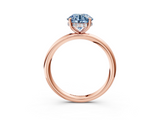 Rose gold Fancy Blue Round  Cut Solitaire Ring with Thin Band and Four-Prong Setting_19