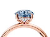 Rose gold Fancy Blue Round  Cut Solitaire Ring with Thin Band and Four-Prong Setting_20