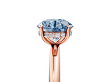Rose gold Fancy Blue Round  Cut Solitaire Ring with Thin Band and Four-Prong Setting_21