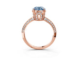 Rose gold Fancy Blue Round Cut Solitaire Split Shank Pave Diamond Engagement Ring with Four-Prong Setting_27