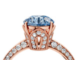 Rose gold Fancy Blue Round Cut Solitaire Split Shank Pave Diamond Engagement Ring with Four-Prong Setting_28