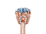 Rose gold Fancy Blue Round Cut Solitaire Split Shank Pave Diamond Engagement Ring with Four-Prong Setting_5
